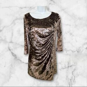 Joseph Ribkoff Crushed Velvet Tunic Dress Ruched Draped Side Buttons 8